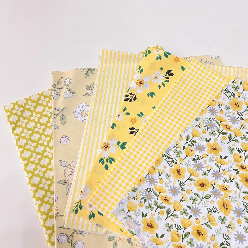LMAEZNER 7Pcs 20" x 20" Cotton Fabric DIY Making Supplies Quilting Patchwork Fabric Fat Quarter Bundles DIY for Quilting Cotton Patchwork Cushions (Yellow, 20" x 20") - Image 4